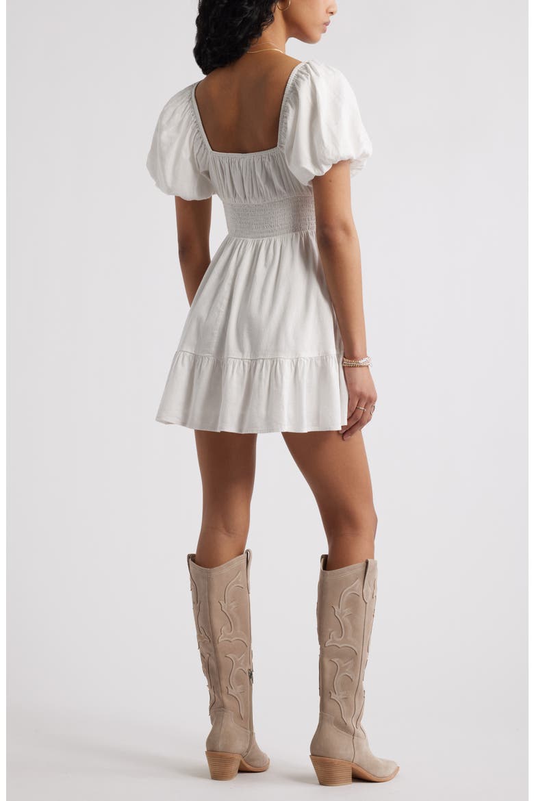 Tiered Puff Sleeve Dress, Alternate, color, WHITE BLANC
