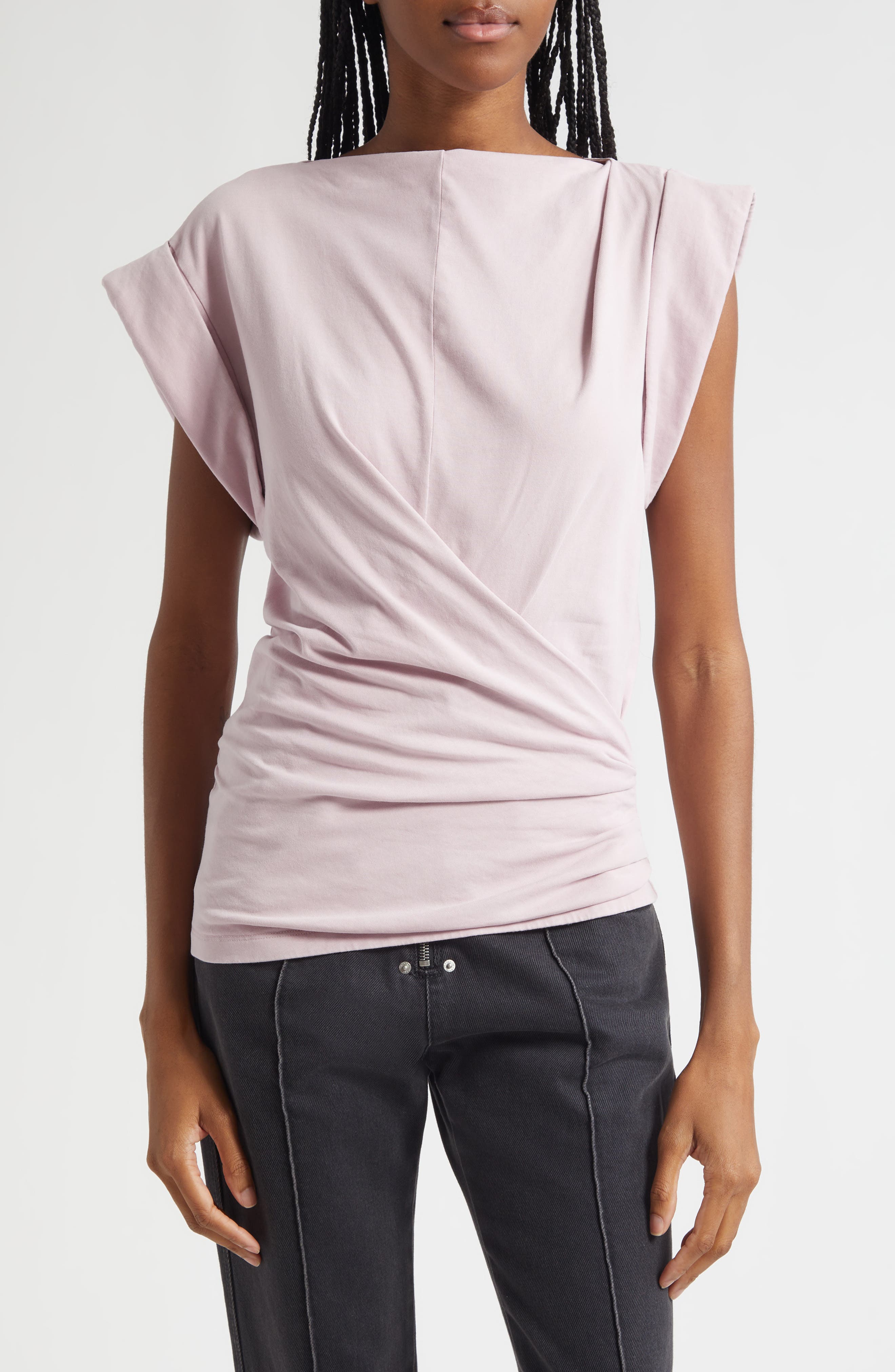 Maisan Draped Asymmetric Cotton T-Shirt - image 5