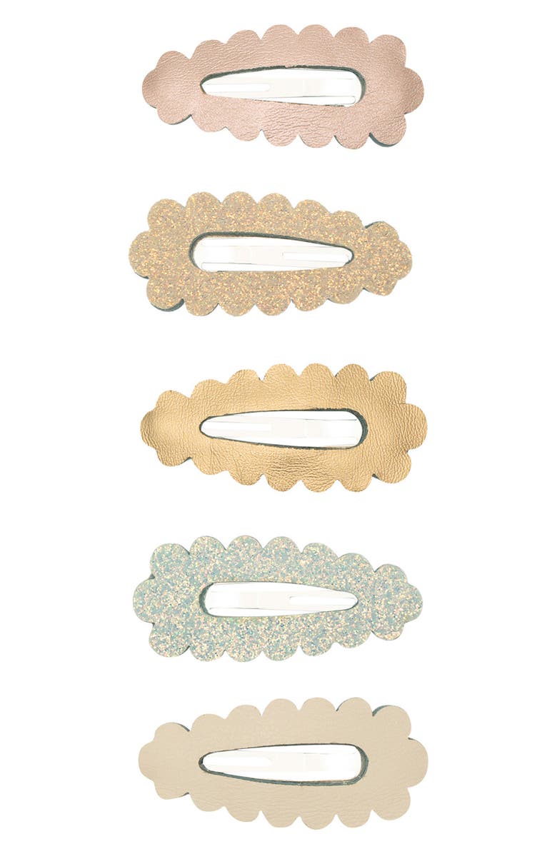 Mimi & Lula Kids' 5-Pack Scallop Mini Hair Clips, Main, color, Gold