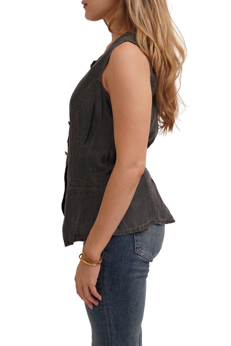 Denim Lyocell Button Front Vest, Alternate, color, MEDIUM GREY DENIM