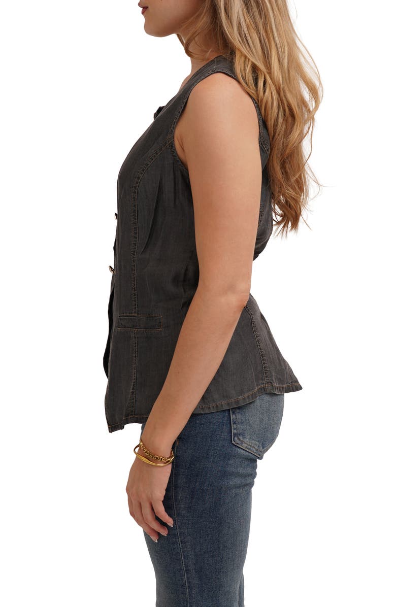 CYRUS Denim Lyocell Button Front Vest, Alternate, color, Medium Grey Denim
