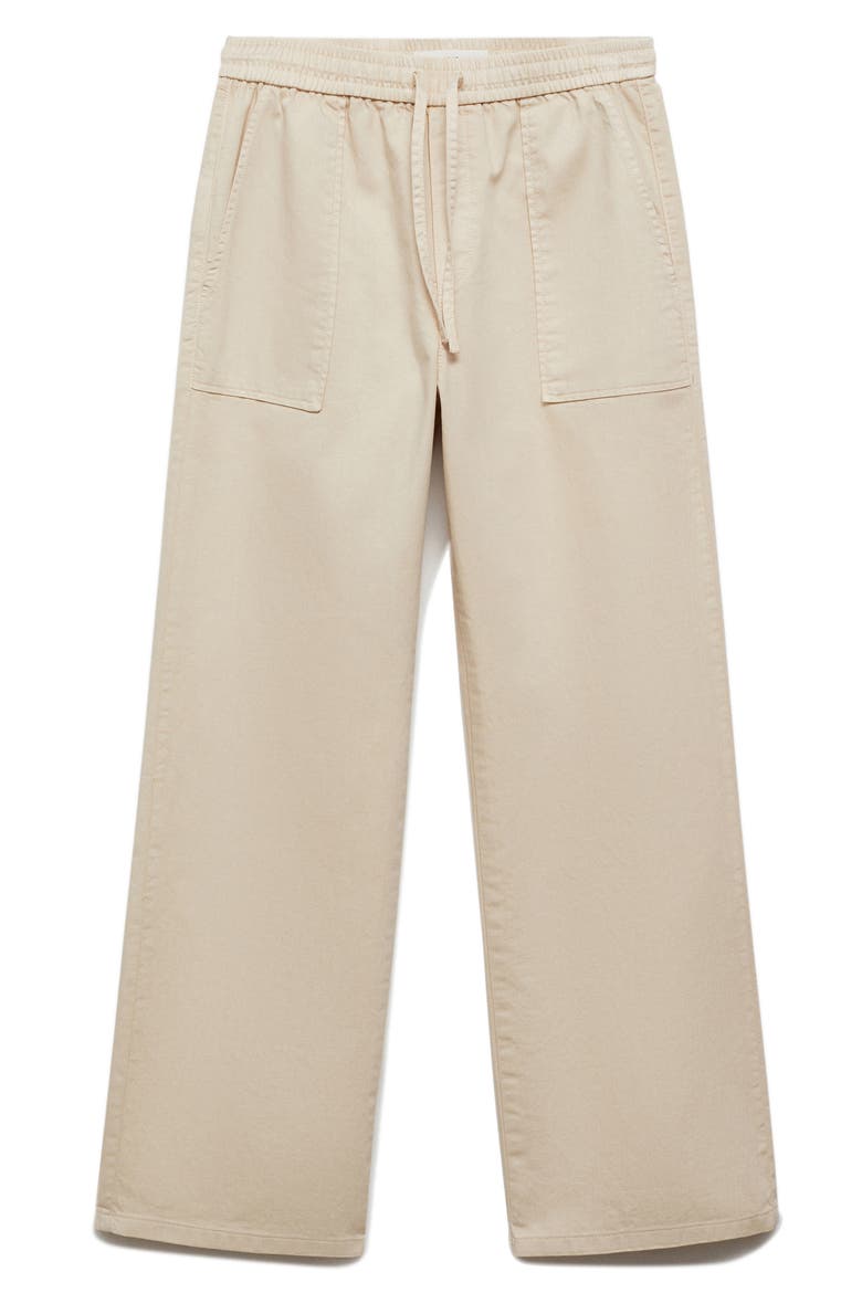 Pull-On Wide Leg Twill Pants, Alternate, color, OFF WHITE