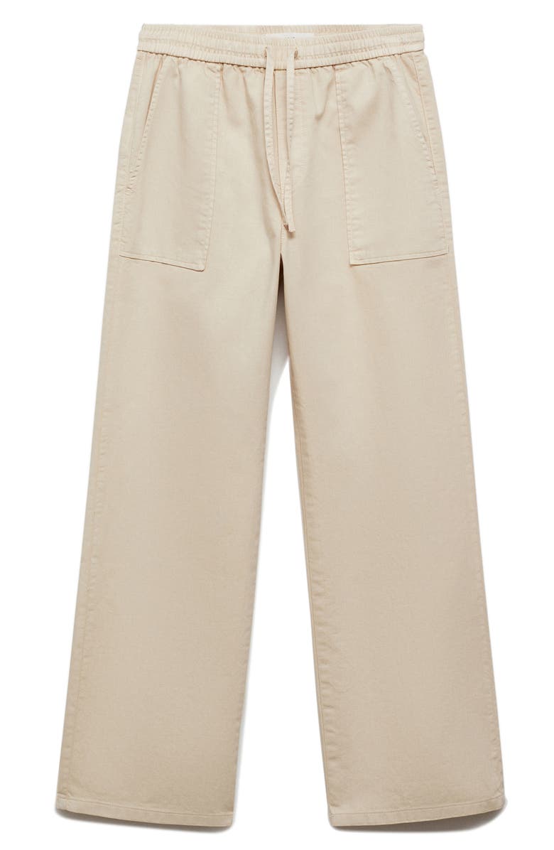 MANGO Pull-On Wide Leg Twill Pants, Alternate, color, Off White