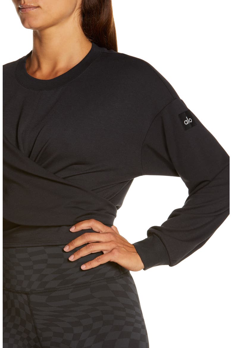 Dreamy Wrap Crop Sweatshirt, Alternate, color, BLACK