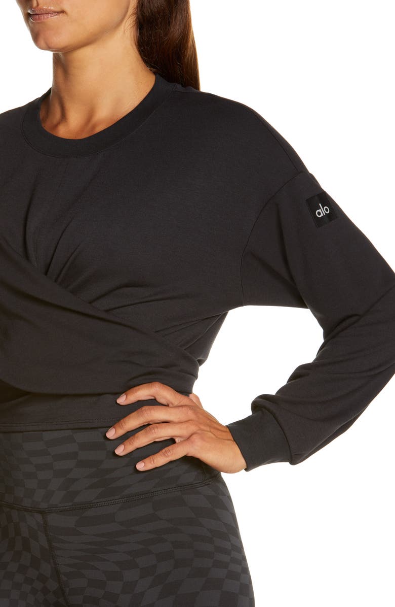 Alo Dreamy Wrap Crop Sweatshirt, Alternate, color,