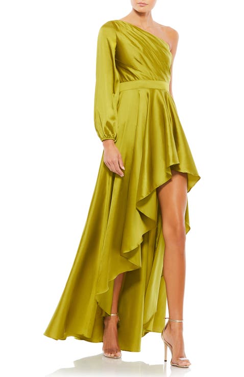 High Low One Shoulder Flowy Gown
