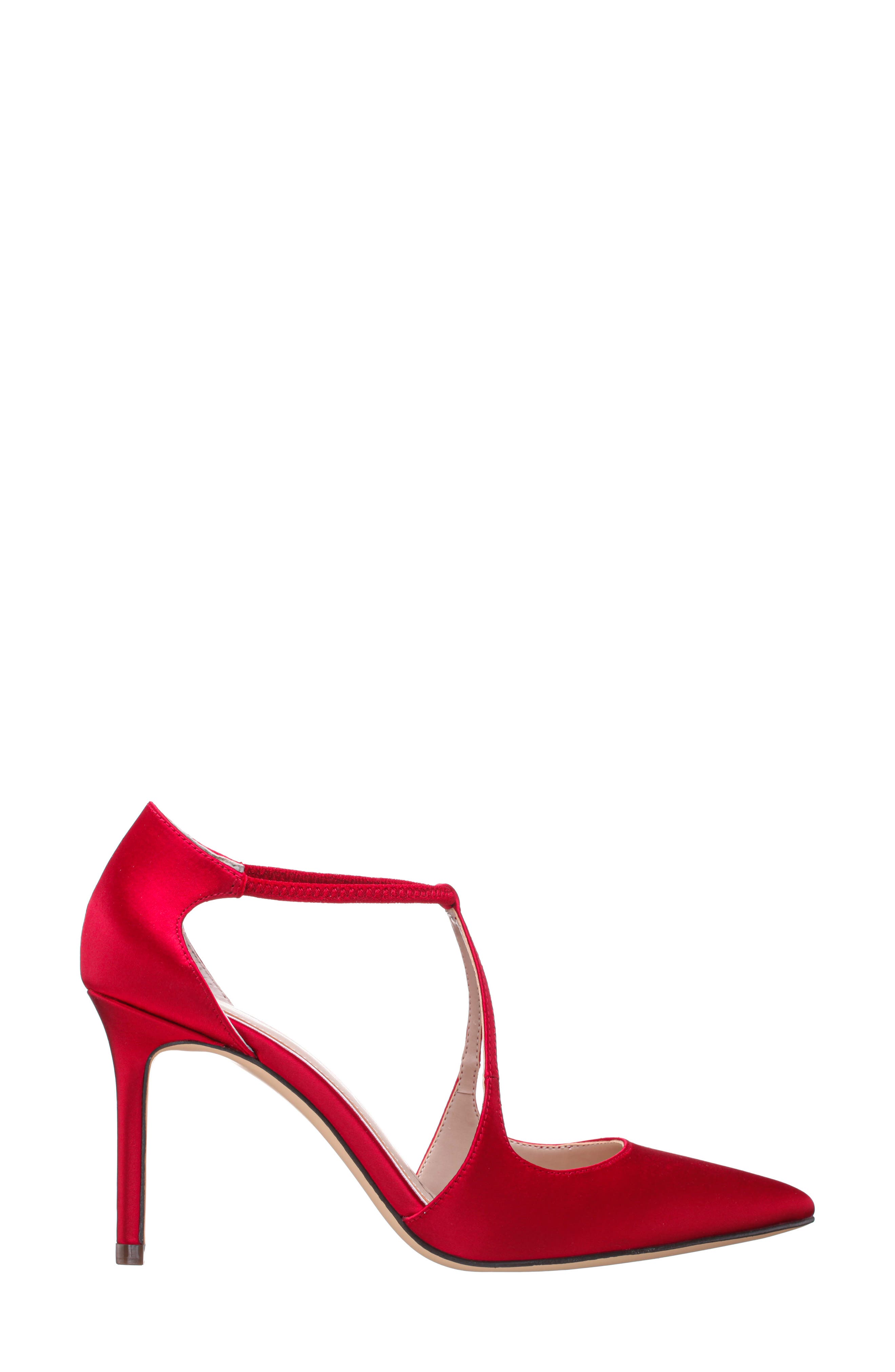 Nina Netta Ankle Strap Pointed Toe Pump, Alternate, color, Red Rouge