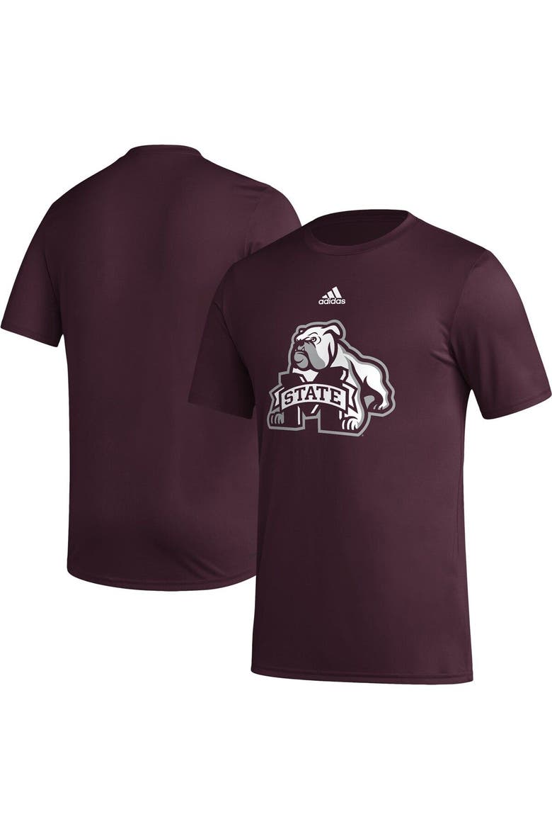 Men's adidas Maroon Mississippi State Bulldogs Basics Secondary Pre-Game AEROREADY T-Shirt, Main, color, Maroon