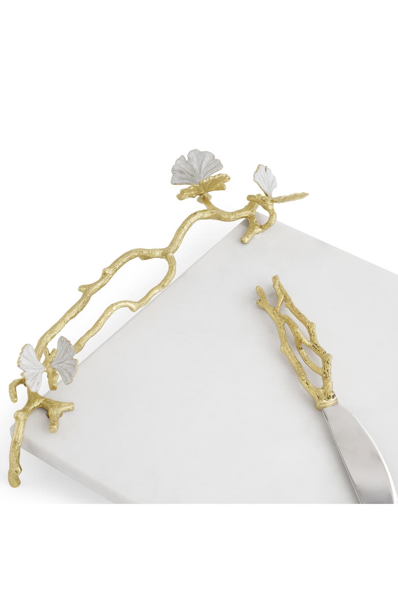 Michael Aram Butterfly Ginkgo Cheese Board & Spreader Set, Alternate, color, Gold/ White