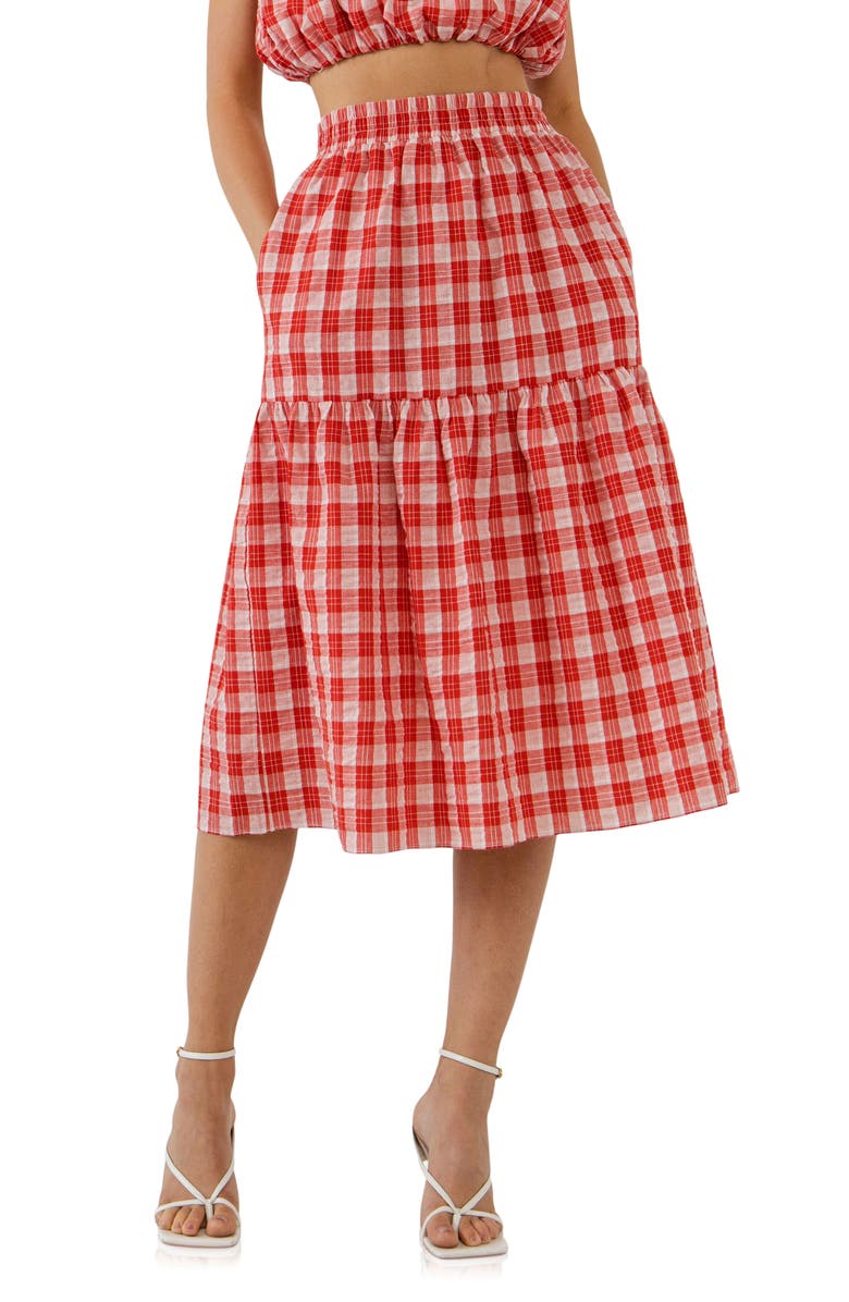 English Factory Plaid Cotton Midi Skirt, Main, color, 