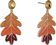 Hallmark Glitter Enamel Oak Leaf Earrings