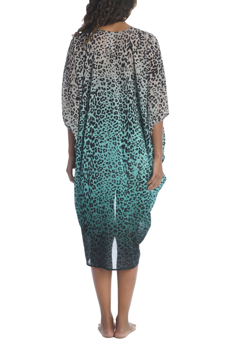 La Blanca Dip Dye Wild Front Tie Chiffon Cover-Up Caftan, Alternate, color, 