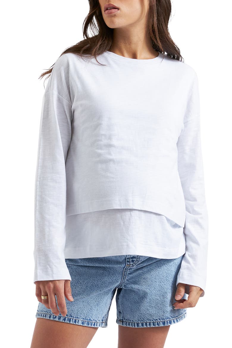Claud Long Sleeve Nursing Top, Main, color, WHITE