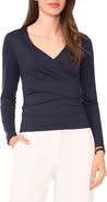 Halogen® Long Sleeve Wrap Top