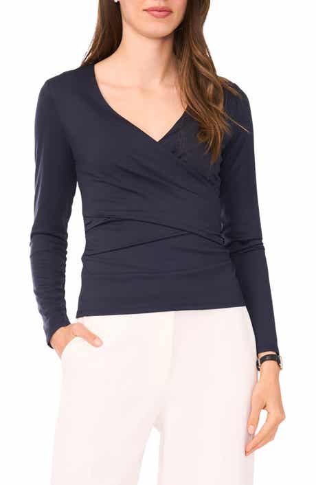 Halogen® Long Sleeve Wrap Top