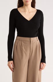 MAX STUDIO Faux Wrap Knit Sweater