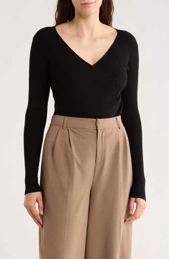 MAX STUDIO Faux Wrap Knit Sweater