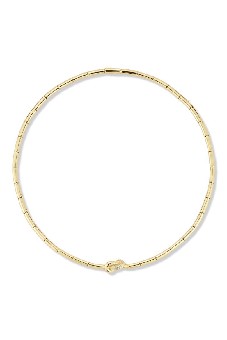 Love Knot Cubic Zirconia Chain Necklace, Main, color, GOLD