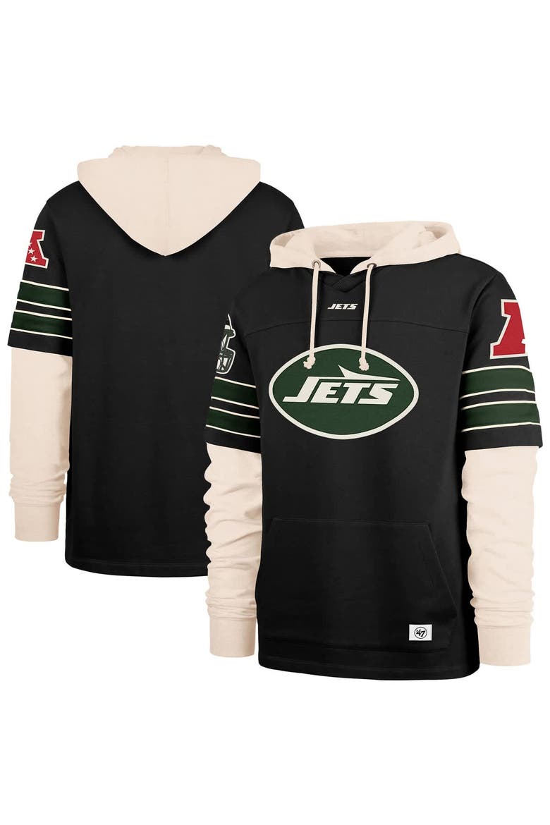 Men's '47  Black New York Jets Split Zone Cornerback Duo Hoodie, Main, color, Black