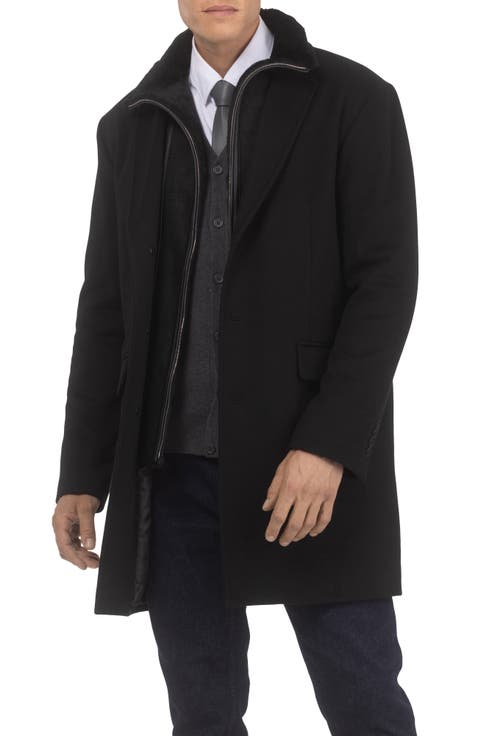 Men's Wool Short Coat Crafted From Loro Piana with Genuine Shearling Trim