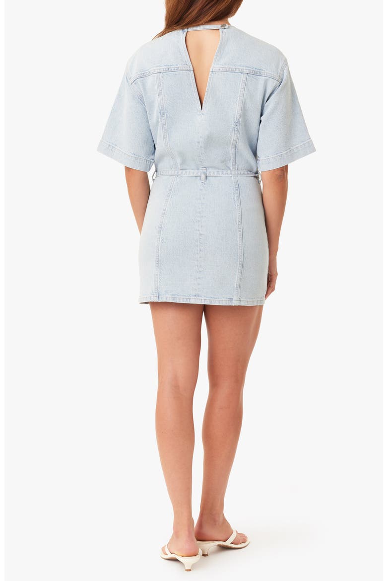 Belted Denim Minidress, Alternate, color, GLACIER