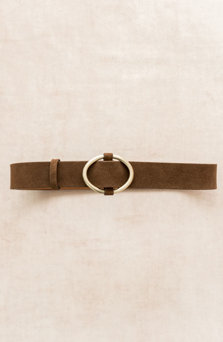 Rachel Parcell Oval Buckle Suede Belt, Alternate, color, 