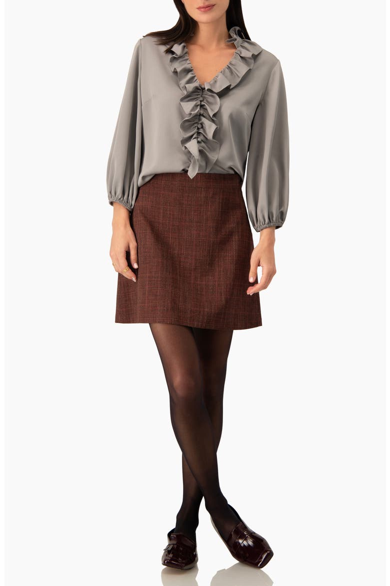 Ruffle-collar Blouse With Balloon Sleeves, Alternate, color, Grey