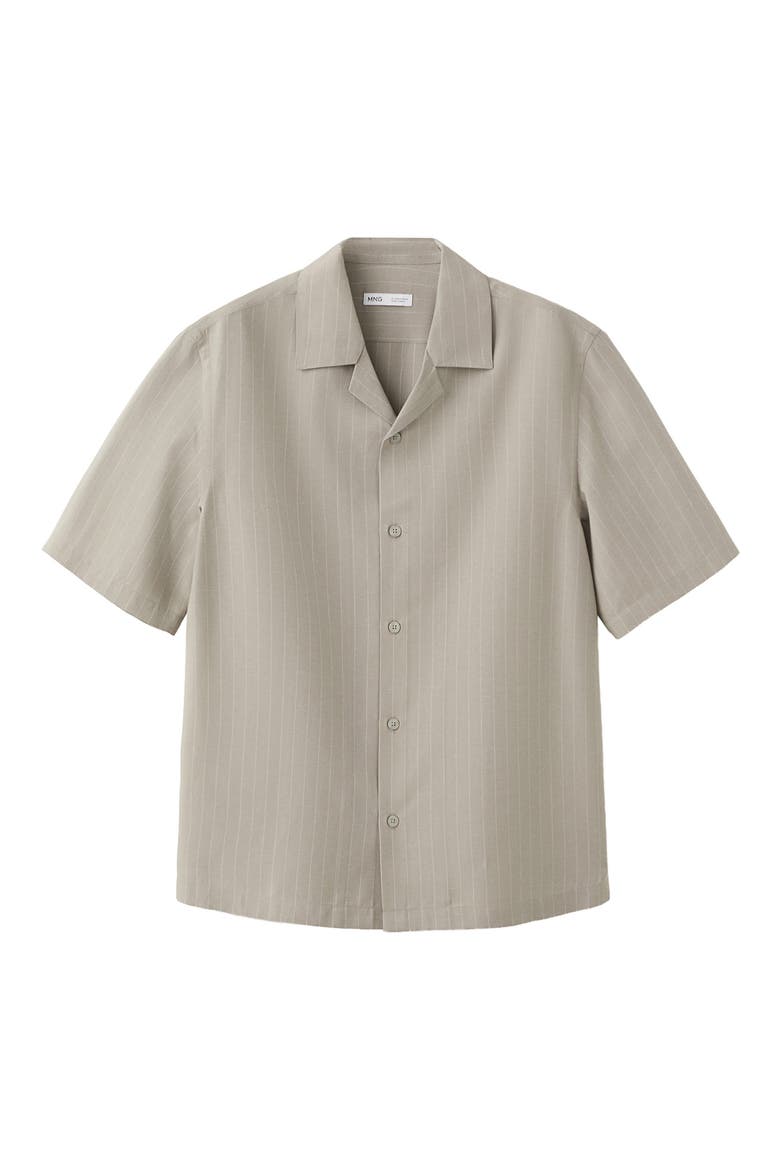 Pinstripe Short Sleeve Woven Shirt, Alternate, color, MEDIUM BROWN