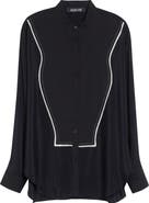 ASHLYN Eskil Outlined Bib Button-Up Shirt