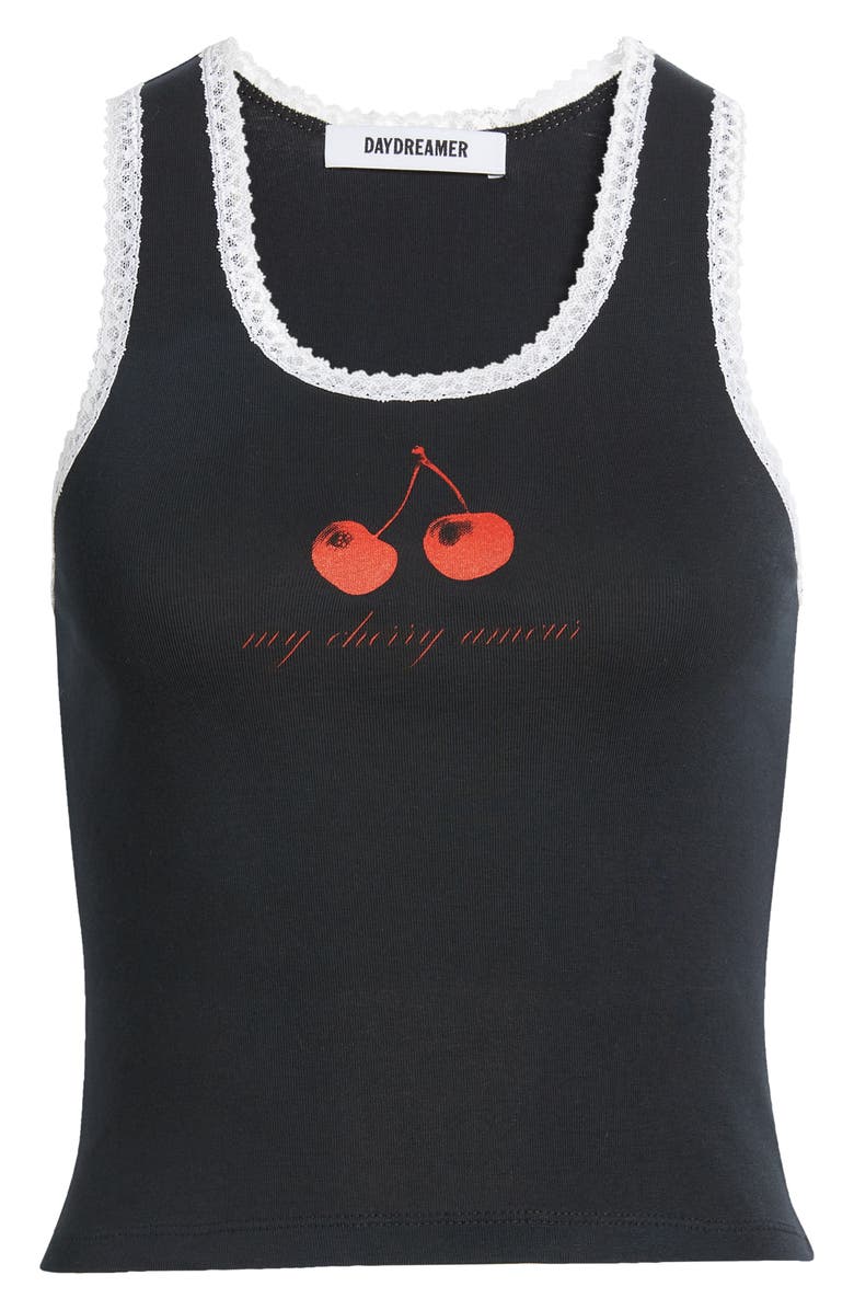 Daydreamer My Cherry Amour Lace Trim Tank Top, Alternate, color,