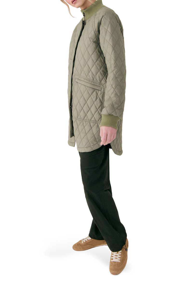 Quilted Water Repellent Nylon Bomber Jacket, Alternate, color, WILLOW