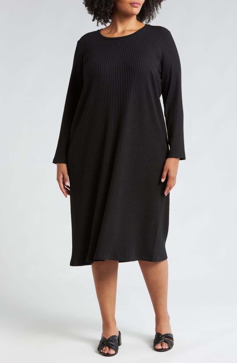 Eileen Fisher Long Sleeve Rib Dress, Main, color, 