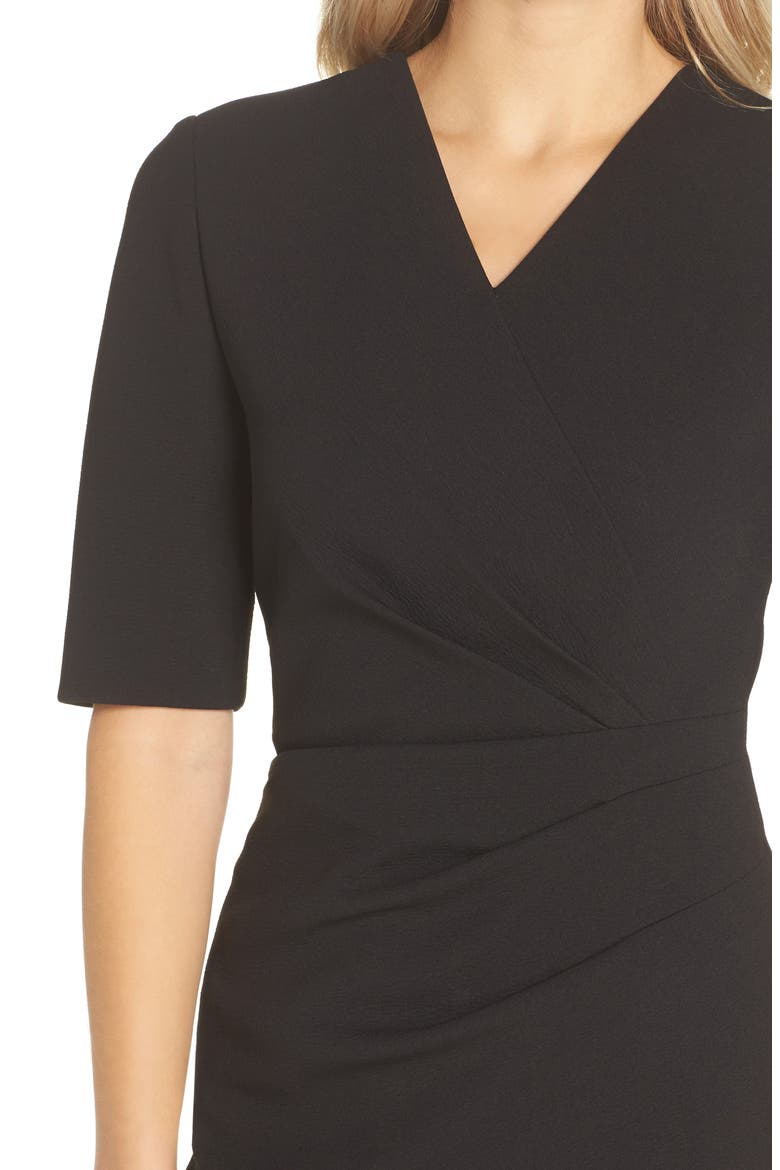 Scuba Crepe Sheath Dress, Alternate, color, BLACK