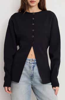 Split Front Button Up Sweater