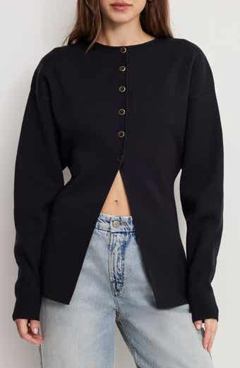 Split Front Button Up Sweater