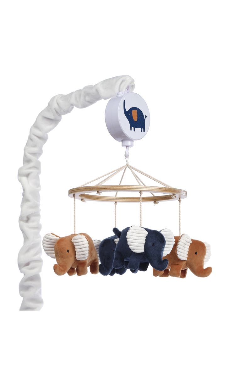 Lambs & Ivy Playful Elephant Musical Baby Crib Mobile Soother Toy, Main, color, Blue
