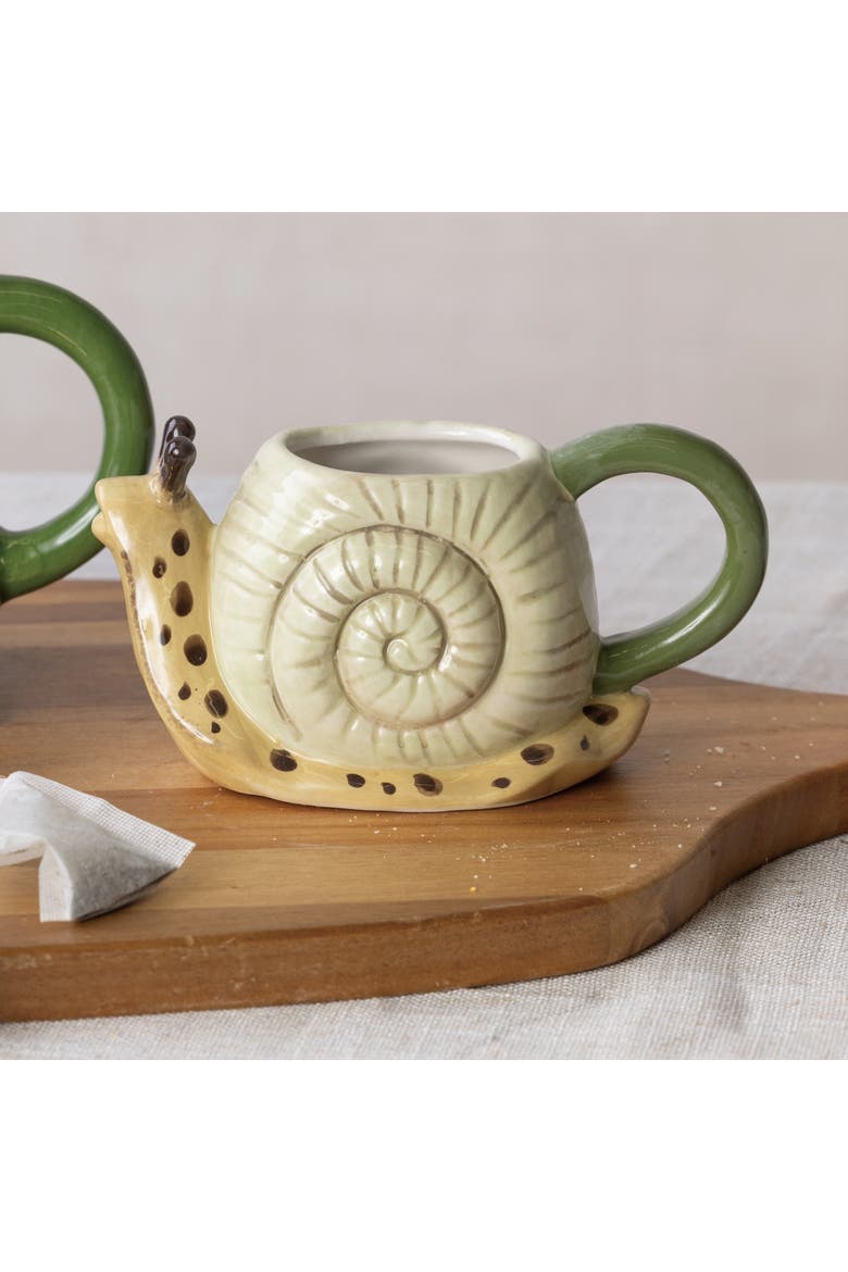 Ceramic Snail Shape Mug Neutral for Spring Serving and Entertaining, Alternate, color, Multicolored