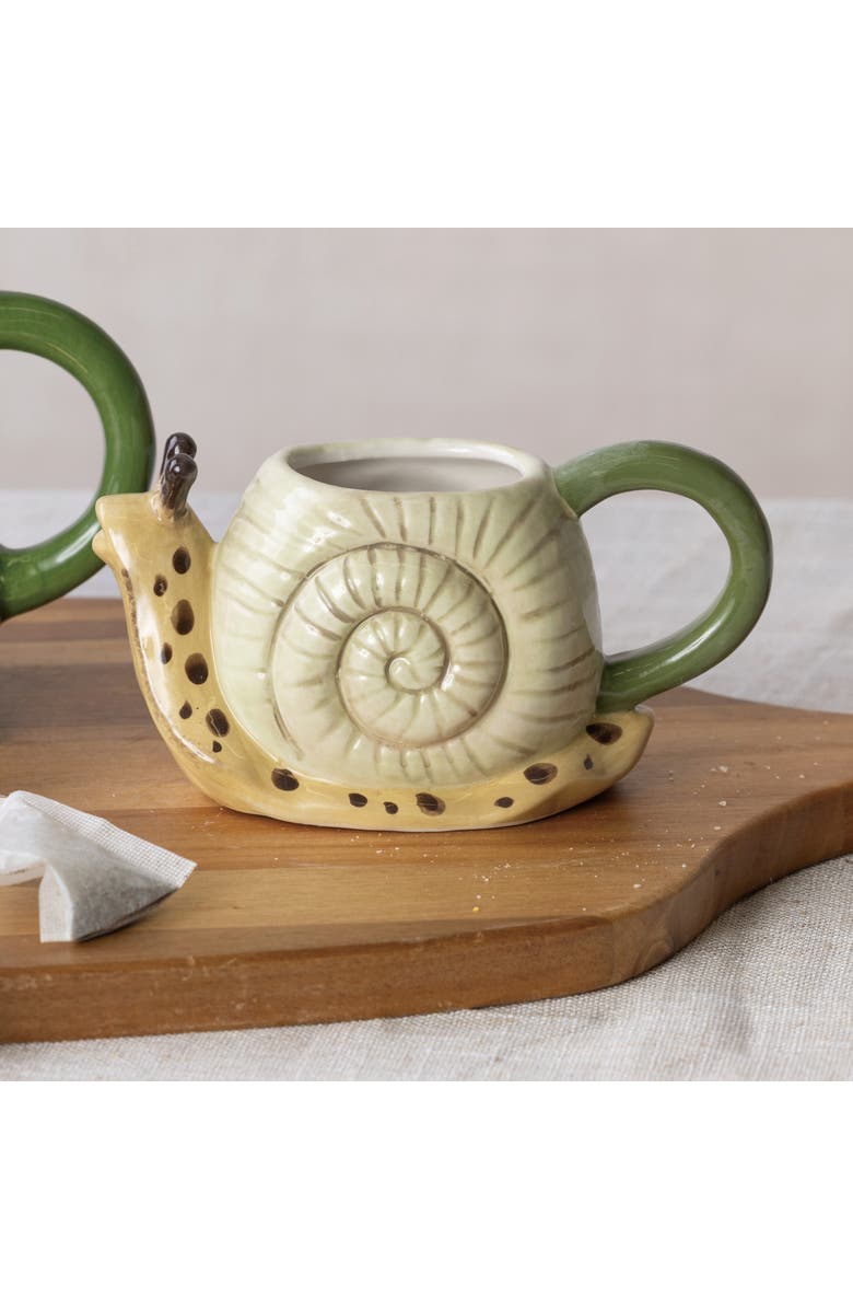 Transpac Ceramic Snail Shape Mug Neutral for Spring Serving and Entertaining, Alternate, color, Multicolored