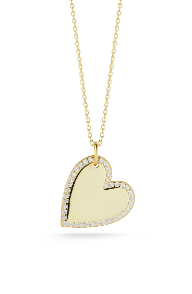 GLAZE JEWELRY 14K Gold Vermeil CZ Frame Heart Pendant Necklace, Main, color, 