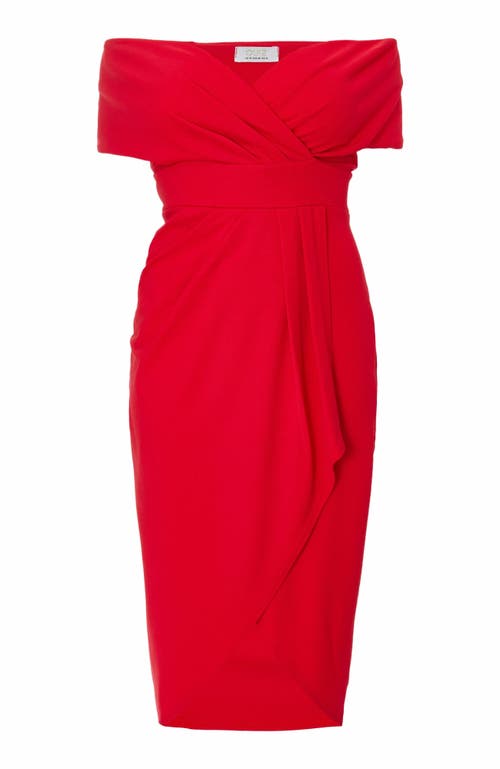 Quiz Plus Size Scuba Crepe Bardot Wrap Midi Dress In Red