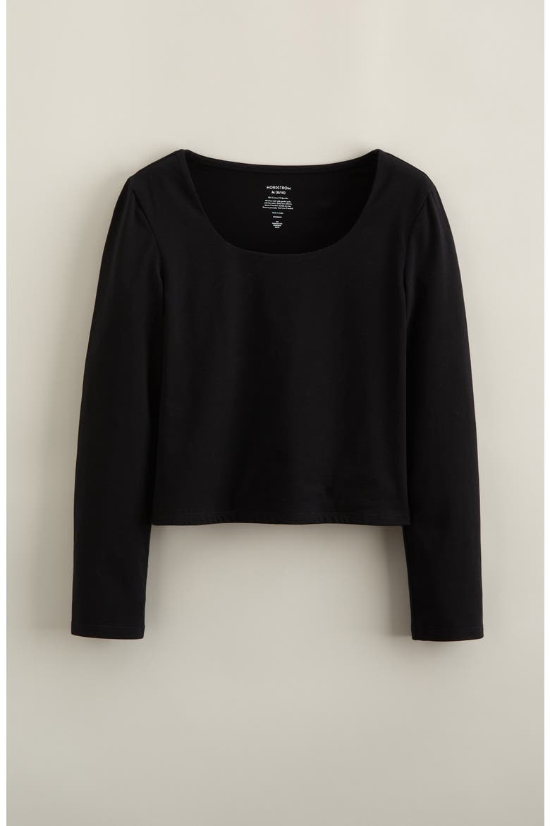 Kids' Cotton Scoop Neck T-Shirt, Main, color, BLACK