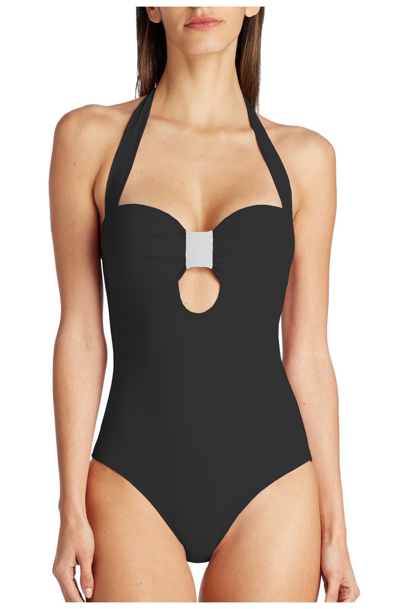 VALIMARE Sicily Bow-style One-piece Swimsuit, Main, color, Black