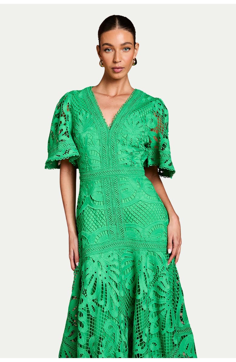 Coast Placement Lace Hanky Hem Dress, Alternate, color, Green
