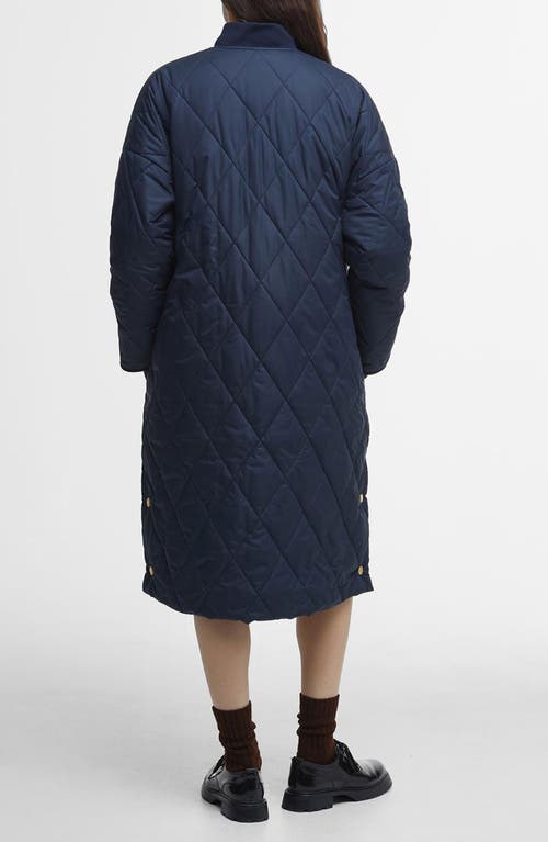 Barbour Rhea Longline Quilted Coat In Blue