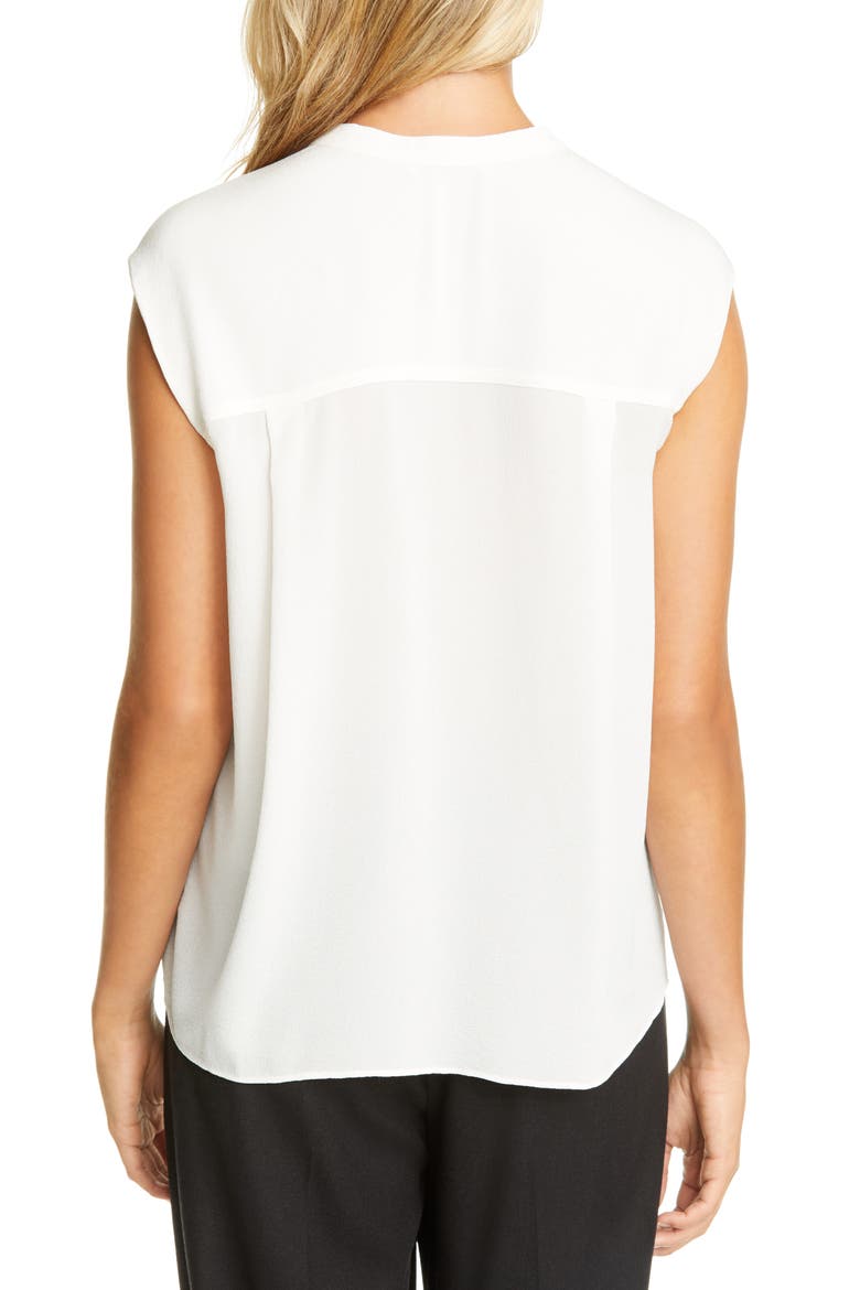 Tie Neck Sleeveless Silk Blouse, Alternate, color, OFF WHITE