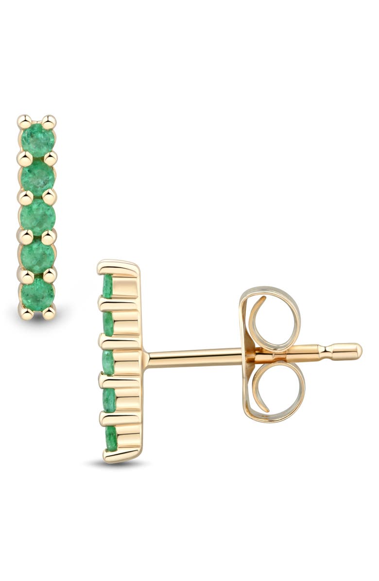Frankie & Zoe 14K Yellow Gold Emerald Bar Stud Earrings, Alternate, color, 