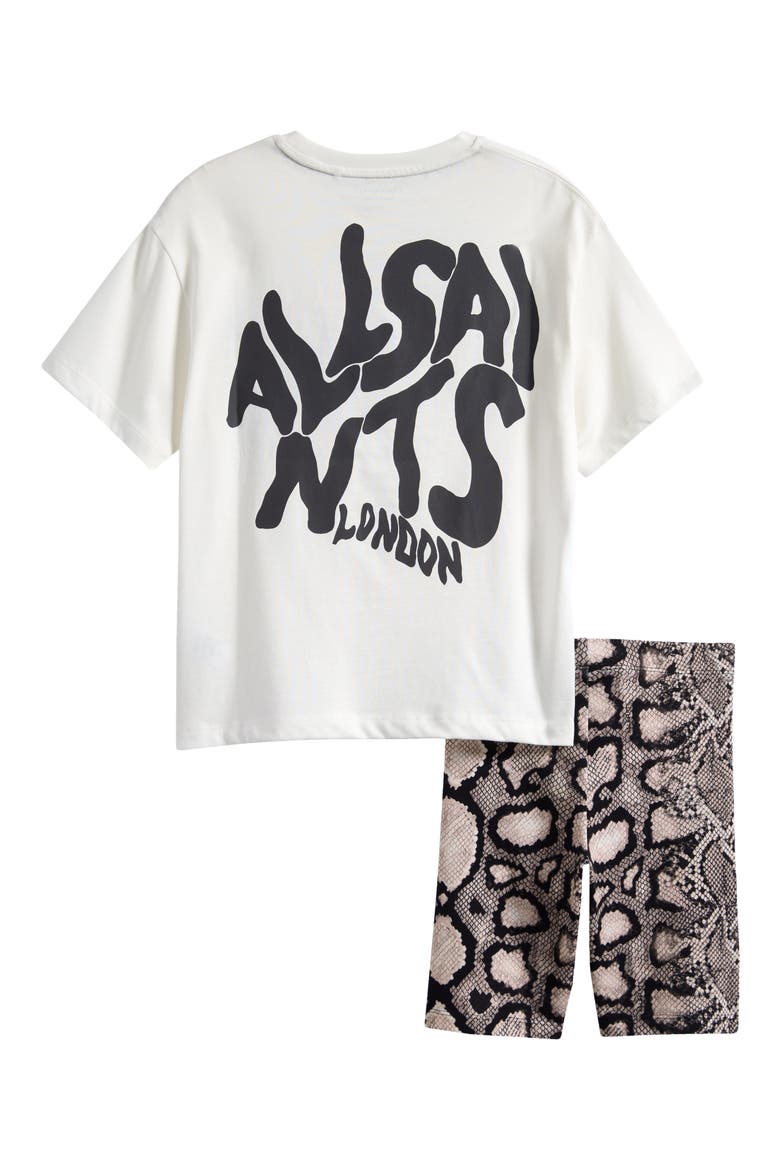 Kids' Orlando Graphic T-Shirt & Snake Print Bike Shorts Set, Alternate, color, WHITE