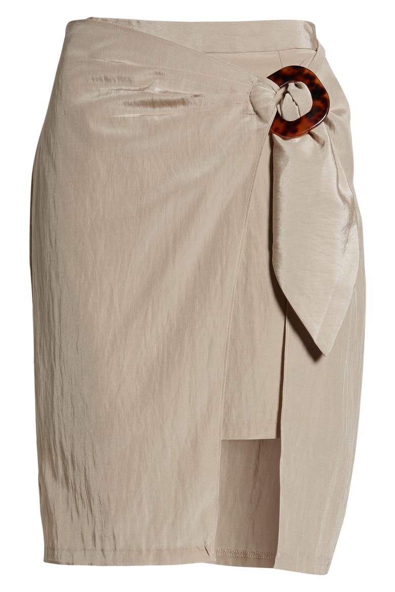 Wrap Front Side Buckle Skirt, Alternate, color, KHAKI