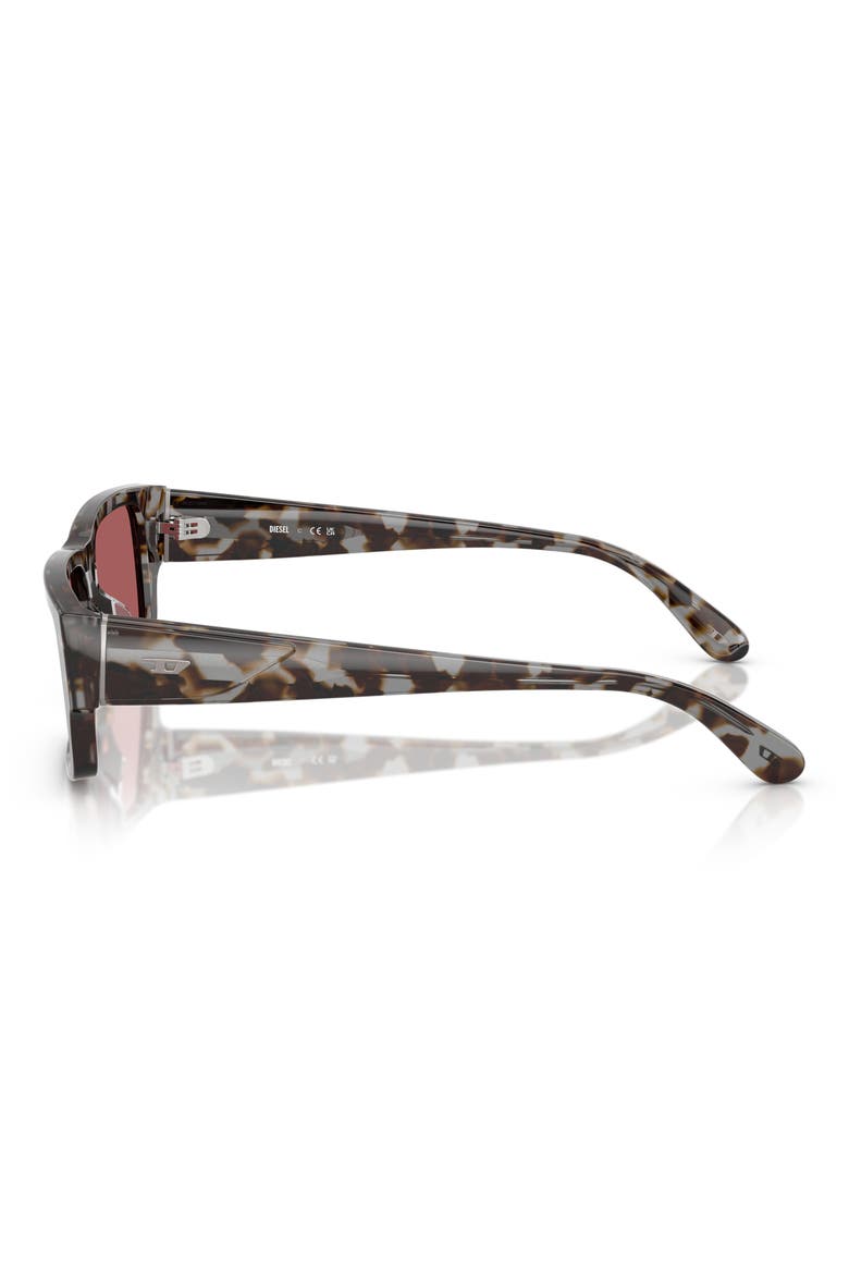 57mm Rectangular Sunglasses, Alternate, color, GREY TORTOISE/ RED HIPER