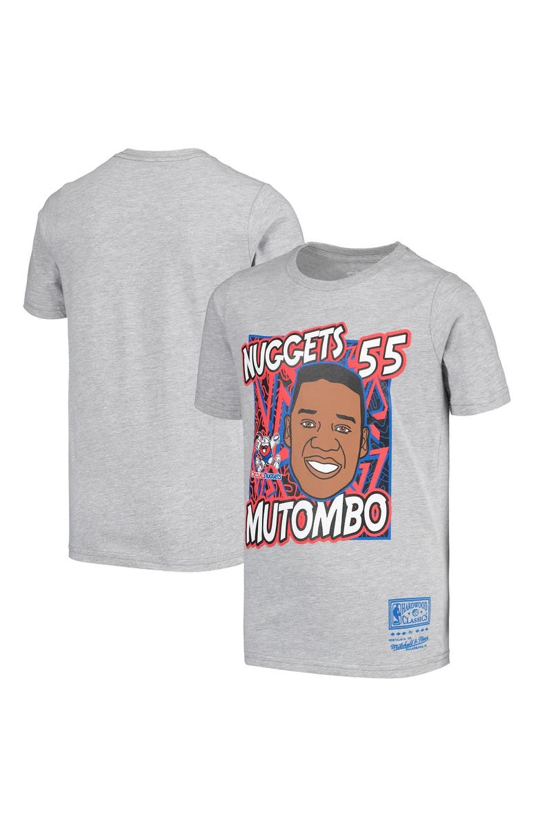 Mitchell & Ness Youth Mitchell & Ness Dikembe Mutombo Gray Denver Nuggets Hardwood Classics King of the Court Player T-Shirt, Main, color, Gray
